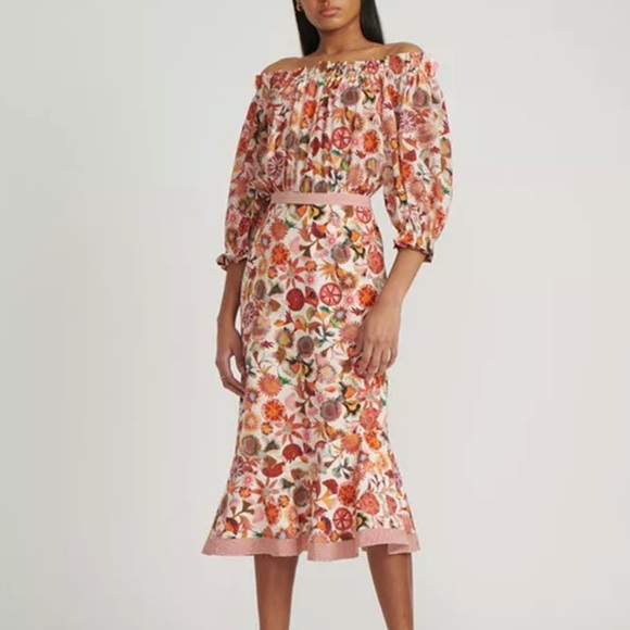 Saloni Grace Floral Midi Dress NWOT